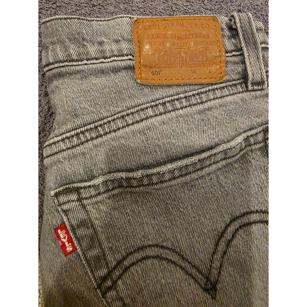 Levi's Premium 501 Original Fit‎ Jeans Womens 26x26 Gray Black Wash Button Fly